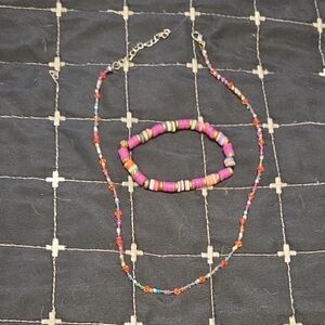 Colorful Beaded Necklace and Bracelet Set
